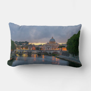 St. Angelo Bridge, St. Peter's Basilica, Rome Lumbar Cushion