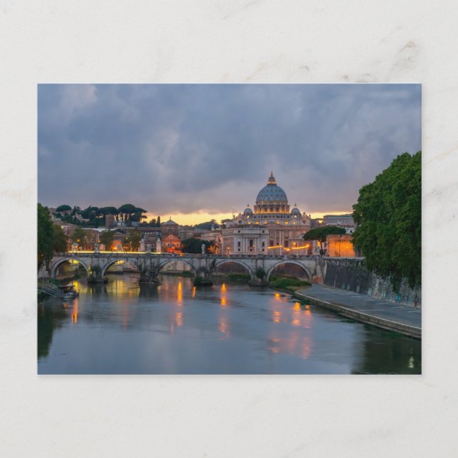 St. Angelo Bridge, St. Peter's Basilica, Rome Postcard (Front)