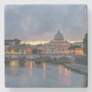 St. Angelo Bridge, St. Peter's Basilica, Rome Stone Coaster