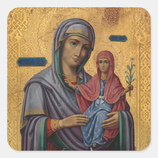 St. Anna with the Theotokos Orthodox Icon Square Sticker (Front)