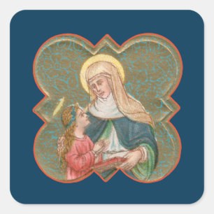 St. Anne and the BVM in a Barbed Quatrefoil (BK67) Square Sticker