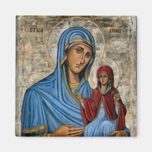 St. Anne and the Theotokos Orthodox Christian Icon Magnet