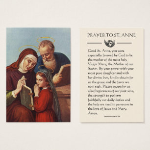 St. Anne Blessed Virgin Mary Prayer Holy Card