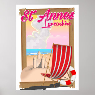 St Annes, Lancashire beach travel poster