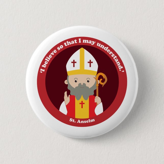 St. Anselm 6 Cm Round Badge (Front)