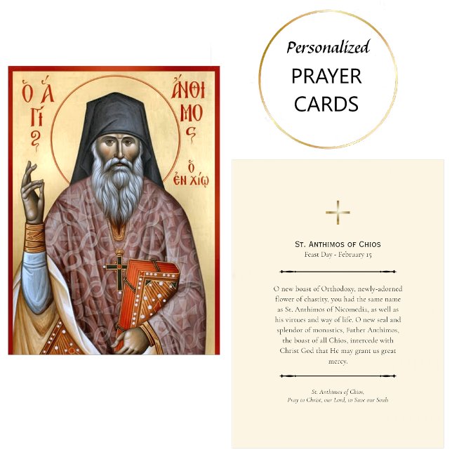 St. Anthimos of Chios Orthodox Prayer Card (Creator Uploaded)