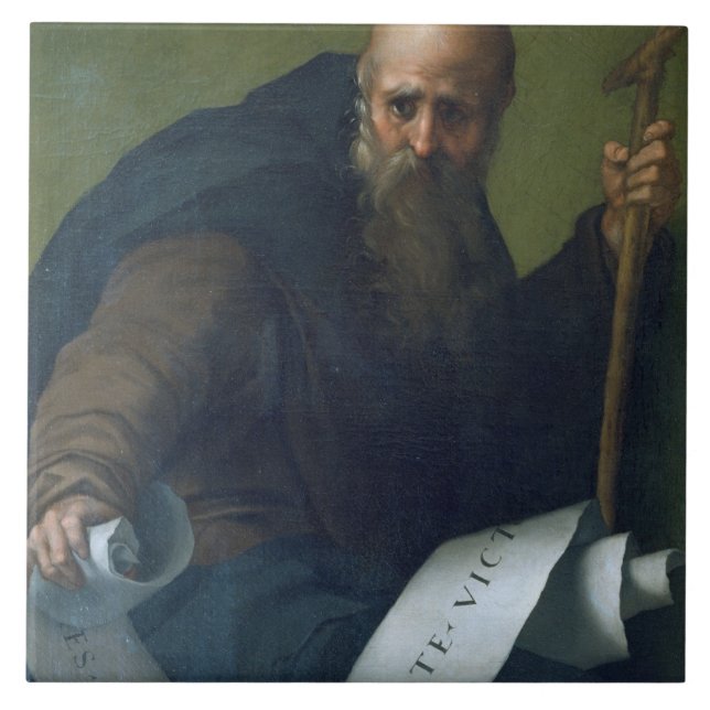 St. Anthony Abbot (c.251-356) c.1518-19 (oil on ca Tile (Front)