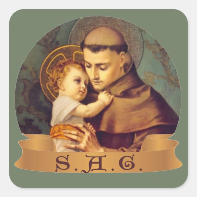 St. Anthony Guide Catholic Baby Jesus S.A.G. Square Sticker (Front)