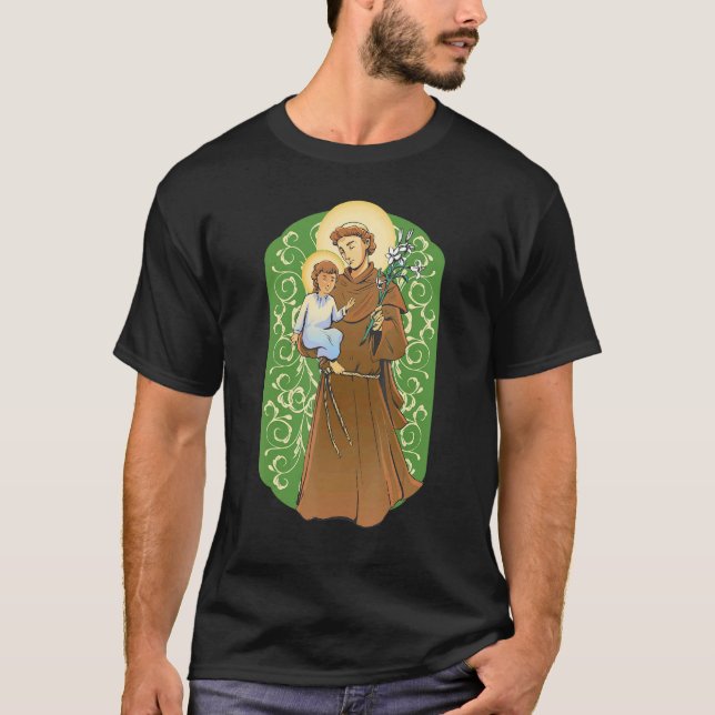 St Anthony Of Padua And The Christ Child Cute Cath T-Shirt (Front)