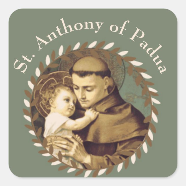 St. Anthony of Padua Baby Jesus Square Sticker (Front)