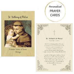 St. Anthony of Padua, Patron Saint, Prayer Card