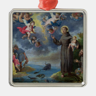 St. Anthony of Padua Preaching to the Fish Metal Tree Decoration