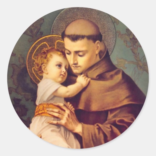 St. Anthony of Padua with Baby Jesus   Classic Round Sticker (Front)