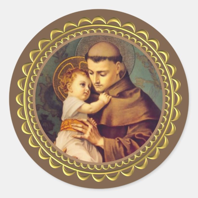 St. Anthony of Padua with Baby Jesus Classic Round Sticker (Front)