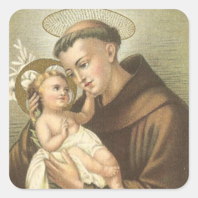 St. Anthony of Padua with Baby Jesus Square Sticker (Front)