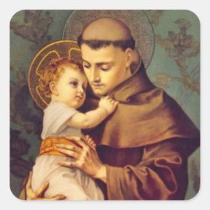 St. Anthony of Padua with Baby Jesus Square Sticker