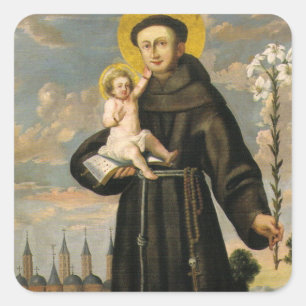 St Anthony of Padua with Child Jesus Square Sticker