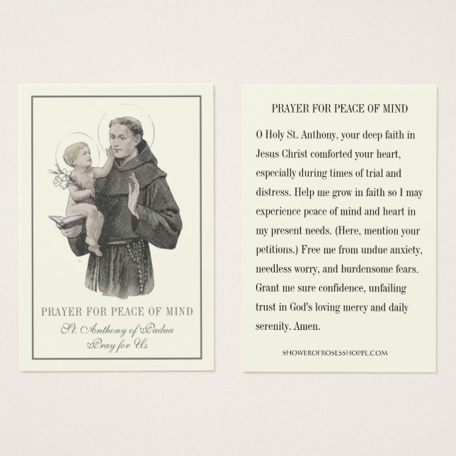 St. Anthony Prayer for Peace of Mind & Heart (Front & Back)