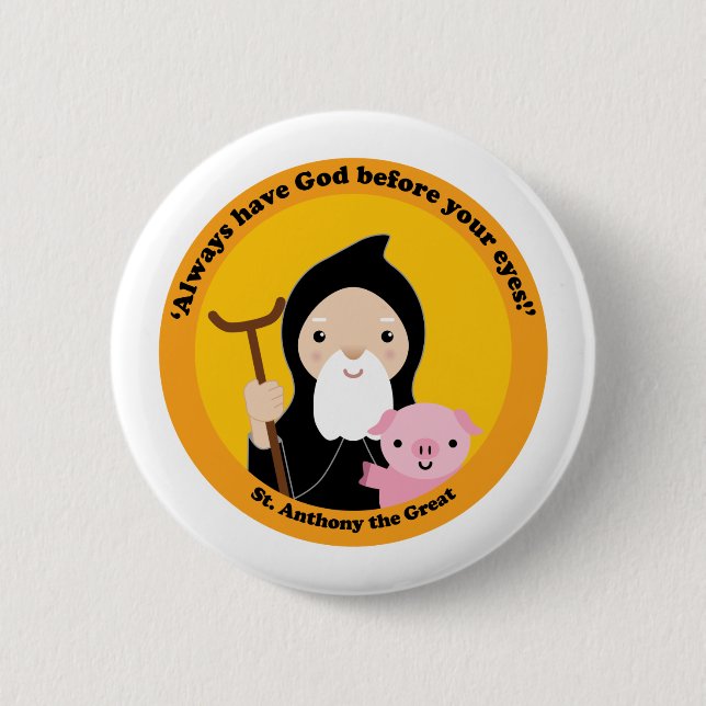 St. Anthony the Great 6 Cm Round Badge (Front)