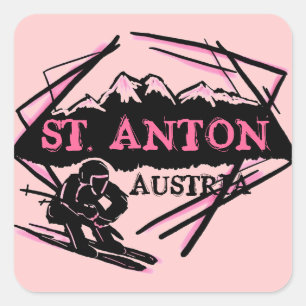 St. Anton Austria pink ski logo stickers