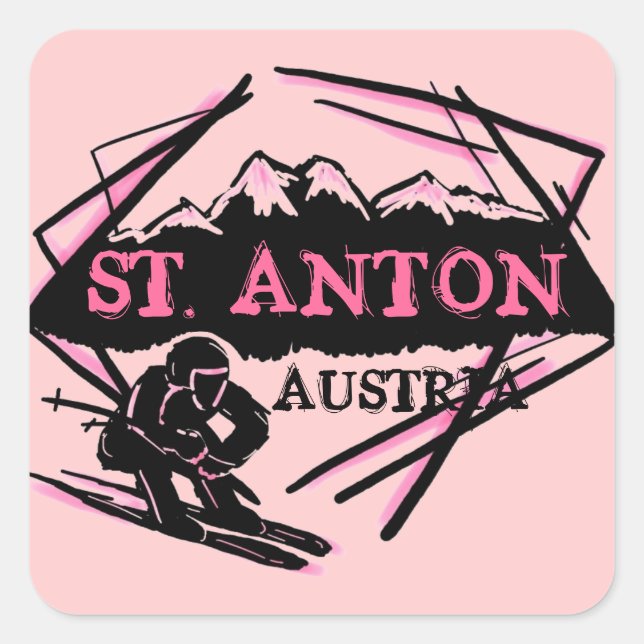 St. Anton Austria pink ski logo stickers (Front)