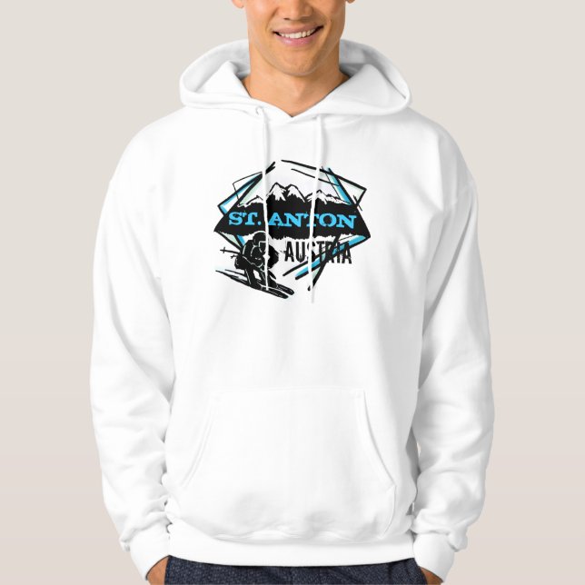 St. Anton Austria ski mountain winter hoodie (Front)