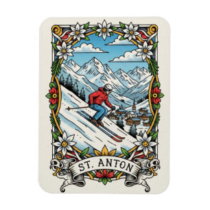 St. Anton Austria Skier Skiing Magnet