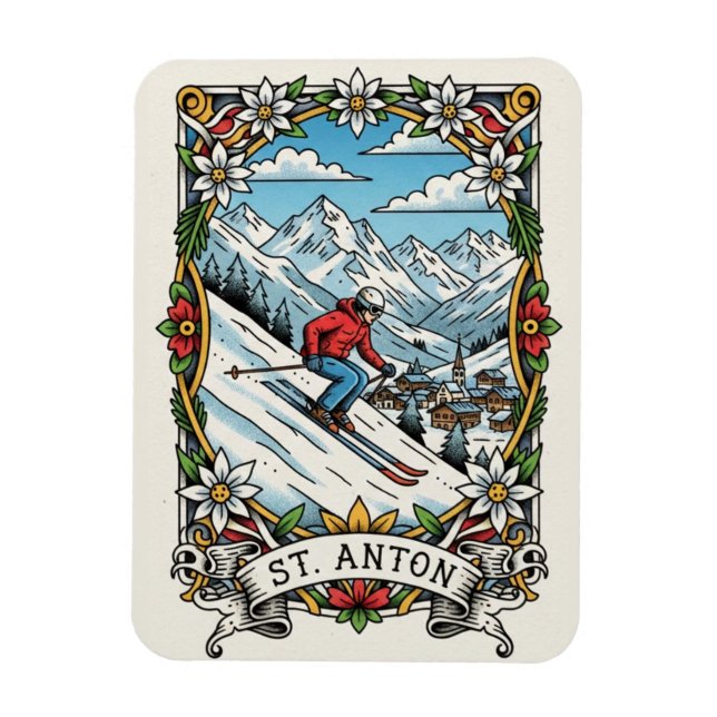 St. Anton Austria Skier Skiing Magnet (Vertical)