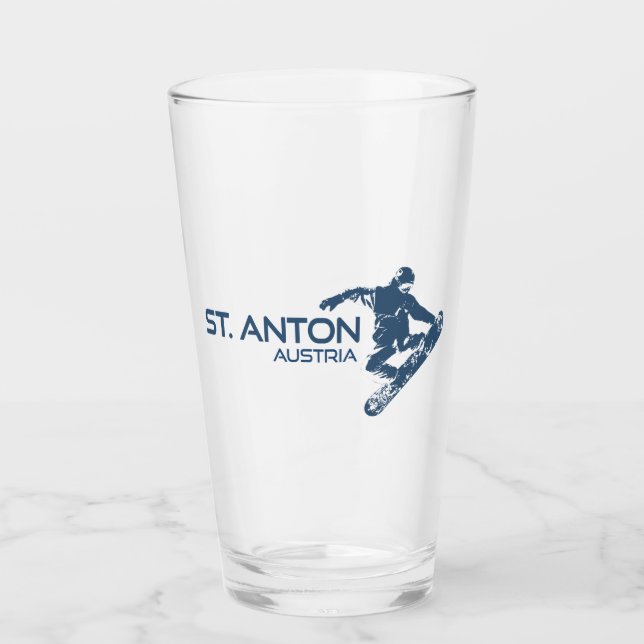 St. Anton Austria Snowboarder Glass (Front)