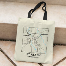 St Asaph, Denbighshire City Map Tote Bag
