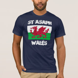 St Asaph, Wales with Welsh flag T-Shirt