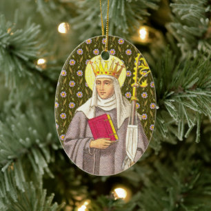 St. Audrey (Etheldreda) (P 003) Ceramic Tree Decoration