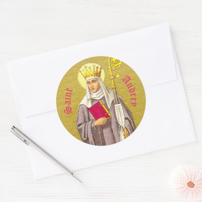 St. Audrey (Etheldreda) (P 003) Classic Round Sticker (Envelope)