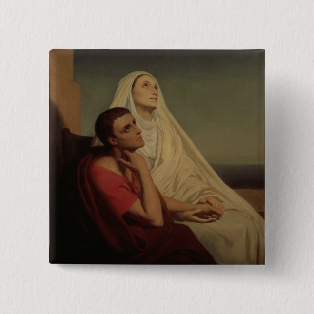 St. Augustine and his mother St. Monica, 1855 15 Cm Square Badge (Front)