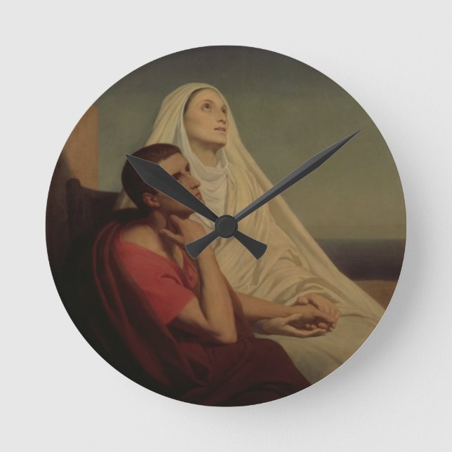 St. Augustine and his mother St. Monica, 1855 Round Clock (Front)