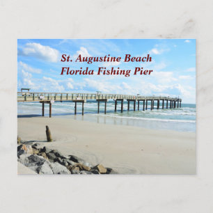 St. Augustine Beach fishing pier Holiday Postcard