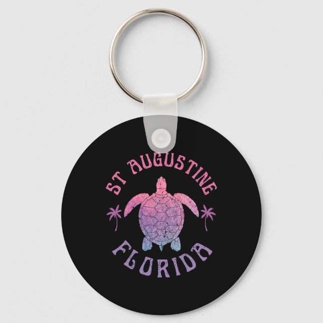 St Augustine Beach Florida Sea Turtle Summer Vacat Key Ring (Front)