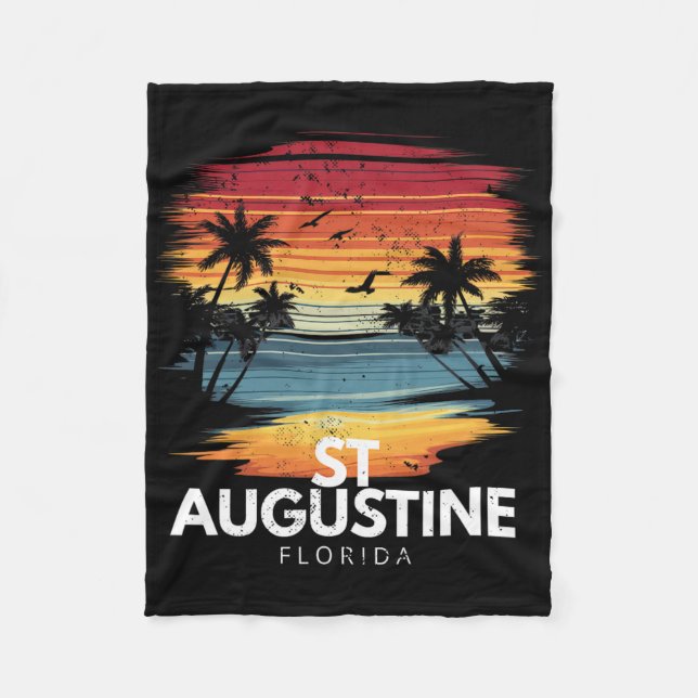St Augustine Beach Florida Surfboard Surfing Vinta Fleece Blanket (Front)