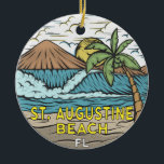St Augustine Beach Florida Vintage Ceramic Tree Decoration<br><div class="desc">St Augustine Beach hand drawn illustration with mountains and ocean waves in the background. Perfect for anyone who loves to visit St Augustine Beach.</div>
