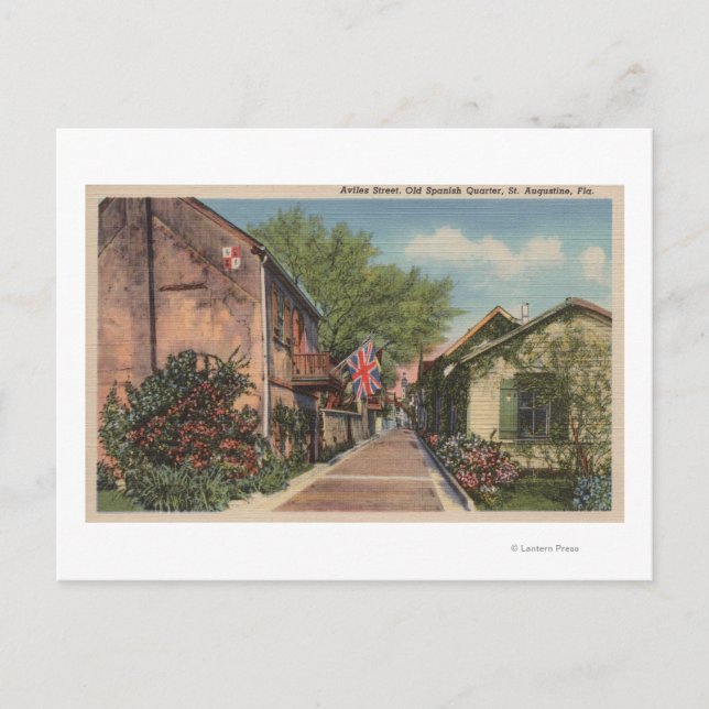 St. Augustine, FL - Aviles St. in Old Spanish Postcard (Front)