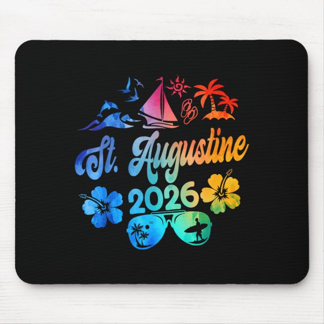 St. Augustine Florida 2026 Vacation Tie Dye Summer Mouse Pad (Front)