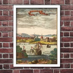 St. Augustine Florida Antique 1686 Engraving Poster