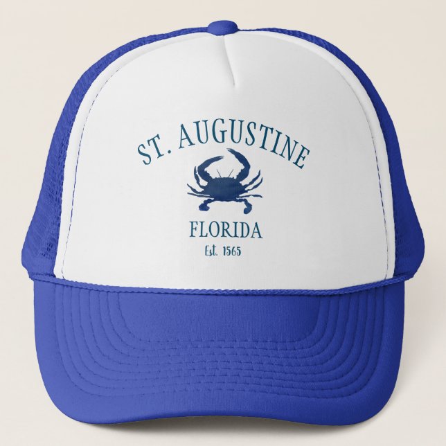 St Augustine Florida Blue Crab Painting Trucker Hat (Front)