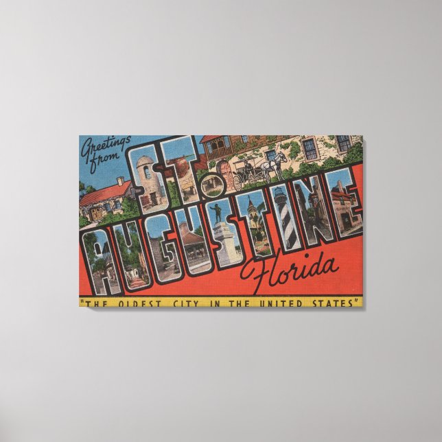 St. Augustine, Florida - Large Letter Scenes 2 Canvas Print (Front)