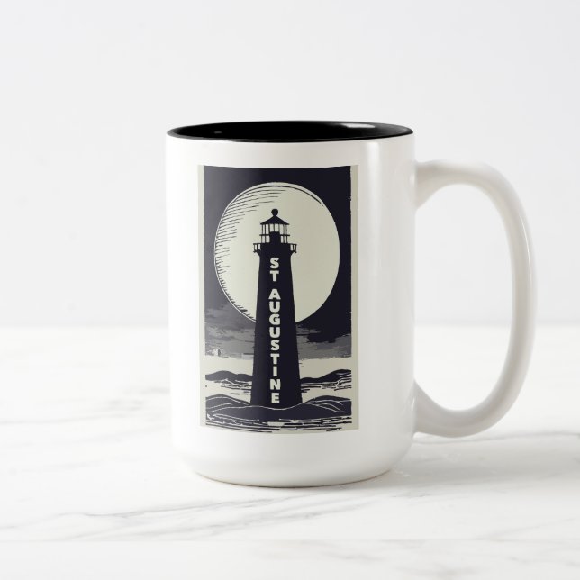 St. Augustine Florida Lighthouse Moon Two-Tone Coffee Mug (Right)