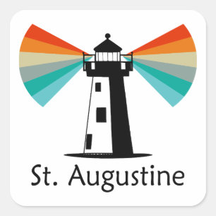 St. Augustine Florida Lighthouse Rainbow Square Sticker