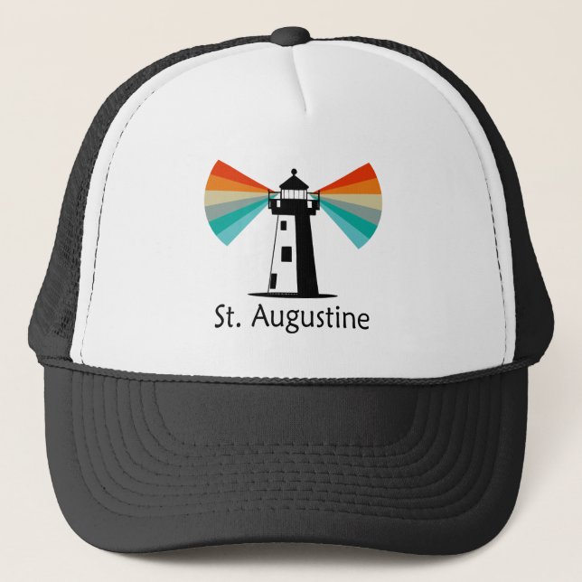 St. Augustine Florida Lighthouse Rainbow Trucker Hat (Front)