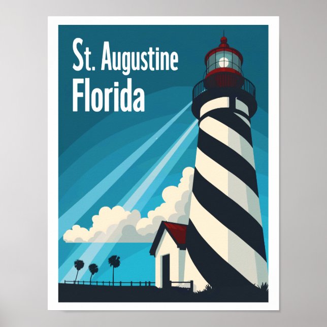 St. Augustine Florida Lighthouse Vintage Travel Poster (Front)