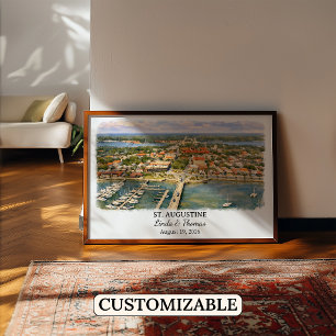 St. Augustine Florida Poster, Watercolor, Custom Poster