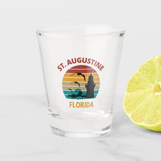 St Augustine Florida Retro Sunset Design Shot Glass (Front)